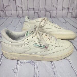 Reebok Club C 1985 Chalk White Green Leather Sneakers Men 7.5 Womens 9 VTG Style